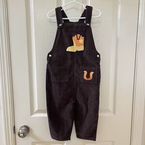 Monica + Andy Brown Corduroy Overalls Western Cowboy Boot Boys Size 3T NWT